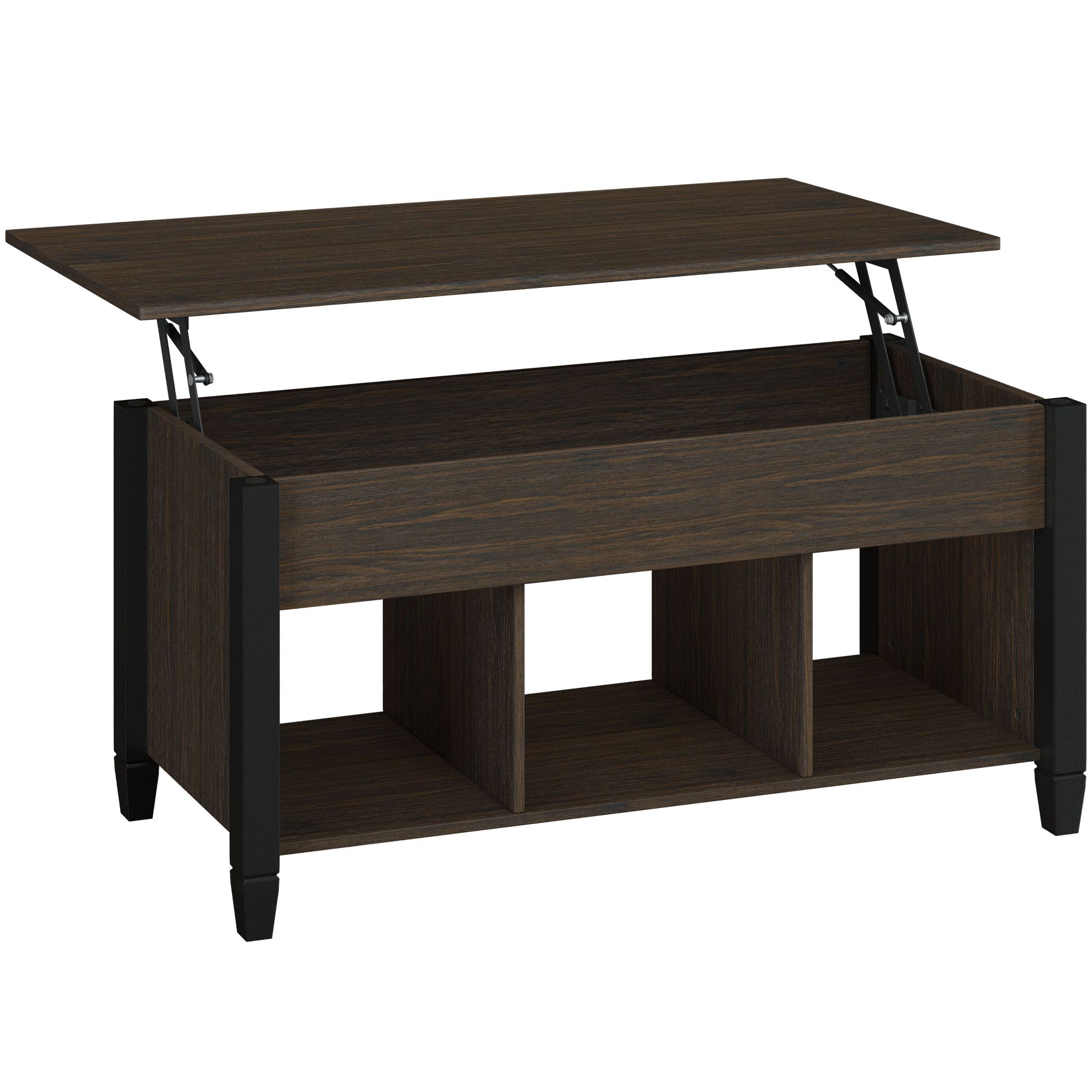 Yaheetech Wooden Lift Top Coffee Table with Hidden Compartment Rustic Style For Living Room-Espresso