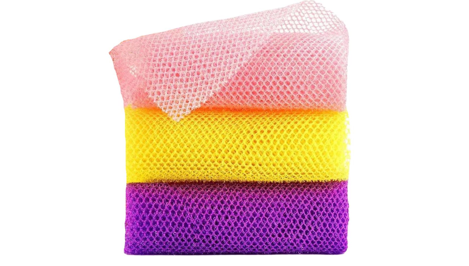 Maison Products 3 Pieces African Bath Sponge African Net Long Net Bath Sponge Exfoliating Shower Body Scrubber Back Scrubber Skin Smoother - 3 Pack
