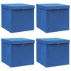 vidaXL Foldable Storage Boxes Set of 4 - Blue Non-Woven Fabric Cubes with Lids and Metal Eyelets for Easy Access - Space-Saving Home Storage Solution - 2 of 4