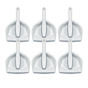 Lola Clip On Dust Pan & Brush Set, w/Easy Dust, Dirt & Debris Catching Rubber Lip, Flagged Fiber Bristled Brush, Hang Hole for Easy Storage, 6 Pack - 1 of 4