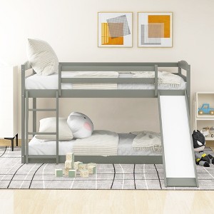 Gulches Twin over Twin Bunk Bed - Convertible Slide & Ladder, Sturdy Wooden Frame, Safe Lacquer Finish, Gray - 1 of 4