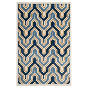 Ivory/Gold Abstract Loomed Accent Rug - (3