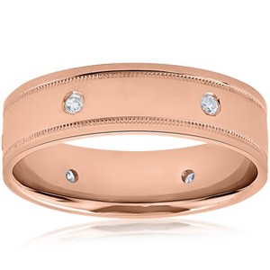 Pompeii3 Mens 14k Rose Gold Diamond High Polished Wedding Ring 6mm Band - 1 of 4