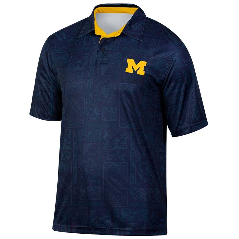 NCAA Michigan Wolverines Men&#39;s Tropical Polo T-Shirt, 1 of 4