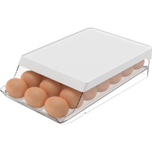 OU Egg Holder for Fridge, BPA Free Rolling Egg Organizer for Refrigerator Organization, Clear Stackable Container for Kitchen Organizers and Storage - 1 of 4