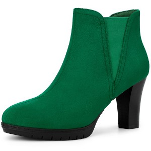 BLISSFUL STEP Round Toe Block Heels Chelsea Ankle Boots for Women - 1 of 3