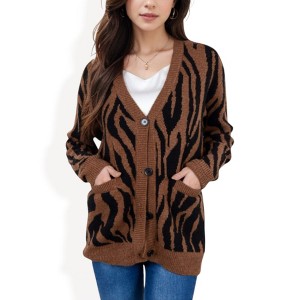 Anna-Kaci Women's V-Neck Button-Down Cardigan with Front Pockets and Relaxed Fit - 1 of 4