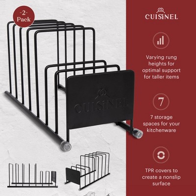 Matte Black 7-Tier Metal Pot Lid and Dish Organizer Rack