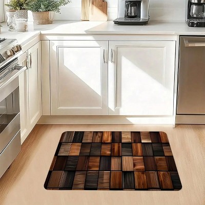 Chery Life Retro Wood Grain Kitchen Mat Set - Soft, Non-Slip
