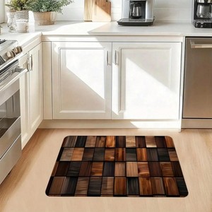 Chery Life Retro Wood Grain Kitchen Mat Set - Soft, Non-Slip - 1 of 4