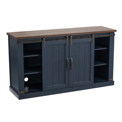 Navy 59'' Engineered Wood TV Stand with Sliding Barn Door