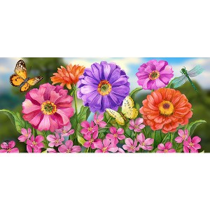 Briarwood Lane Spring Zinnias in Bloom Mini Mat 22x10 Indoor Outdoor For Spring Doormat - 1 of 2