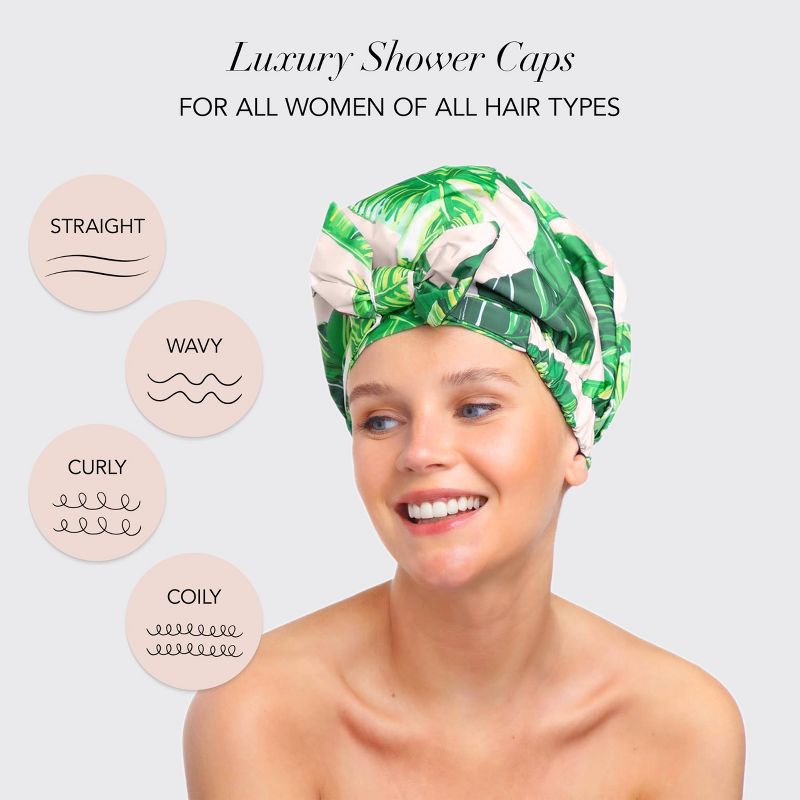 Kitsch Luxury Shower Cap - Palm Leaves, 4 of 15