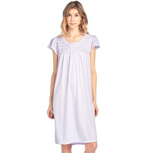Casual Nights Women's Short Sleeve Floral And Lace Nightgown - 1 of 4