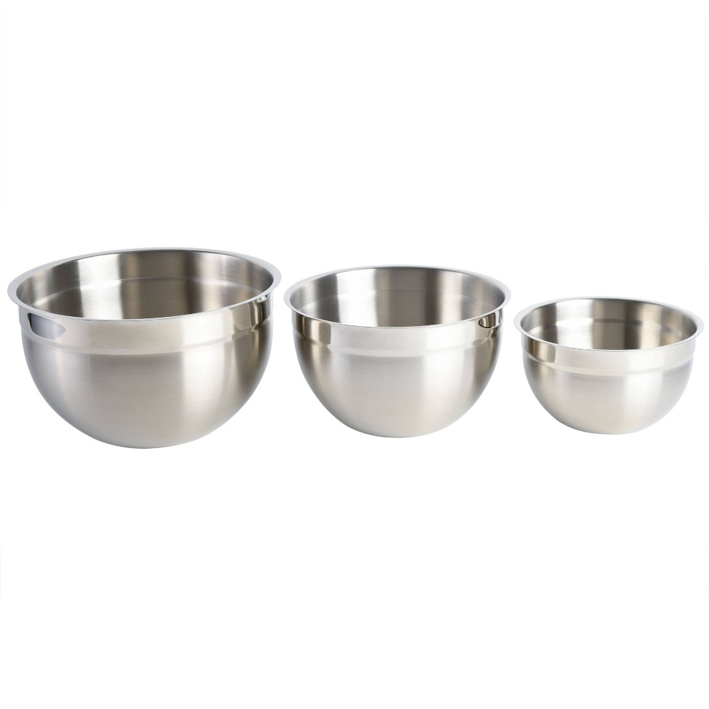 Gibson Home Babish 3pc Stainless Steel Mixing Bowl Set