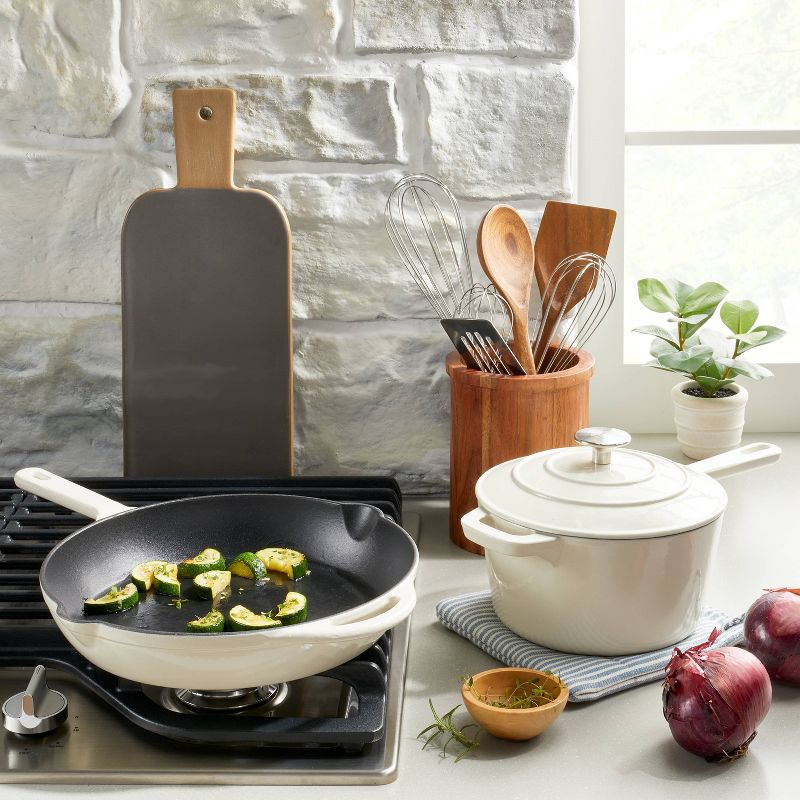 Enameled Cast Iron Skillet Sour Cream - Hearth & Hand™ with Magnolia, 2 of 4