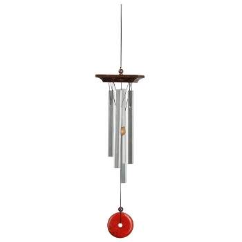 Woodstock Wind Chimes Signature Collection, Woodstock Red Jasper Chime, 21'' Silver Wind Chime WRJSS