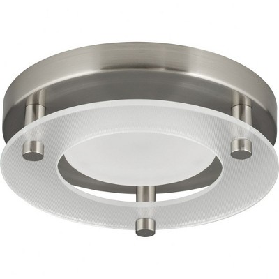 Progress Lighting, P8247 Collection, 1-Light Flush Mount, Brushed Nickel, Steel, Shade Included