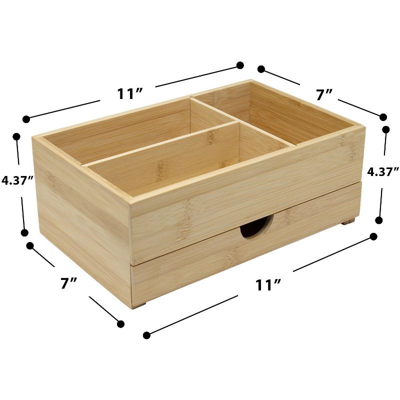 Sorbus Bamboo Desktop Organizer with Pull-Out Drawer, 3 of 6