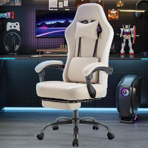 CAVINAS Gaming Chair with Headrest,Desk Chair with Retractable Footrest,Gaming Chairs for Adults with Lumbar Support,Swivel Ergonomic Office Chair - 1 of 4