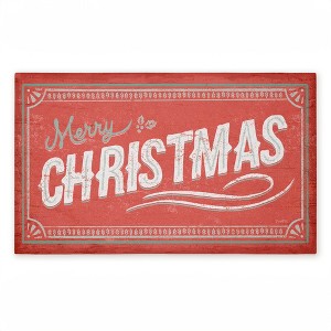 Stupell Industries Red Vintage Merry Christmas Printed Outdoor Door Mat, design by Chad Barrett, 18"x30" - 1 of 4