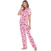 Women's Short Sleeve Top and Pants Pajama Set - White Mark - 3 of 4