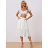 INSPIRE CHIC Women's Midi Solid Elastic Waist Flare Tiered A-Line Skirt with Pockets - 3 of 4