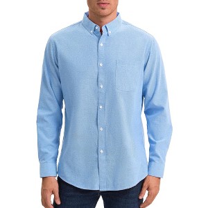 INSPIRE CHIC Men's Long Sleeve Button Down Collar Regular Fit Business Oxford Dress Shirt - 1 of 4