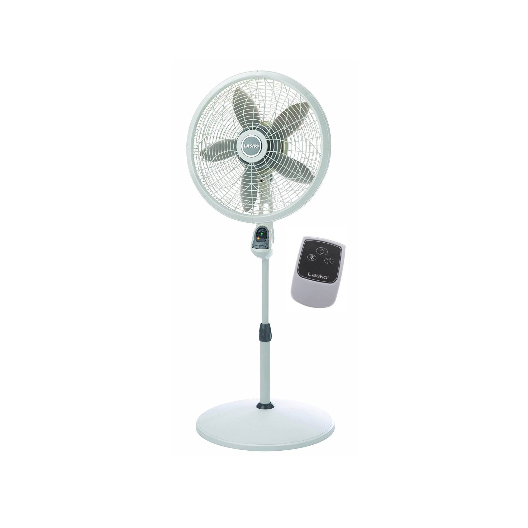 Lasko 1850 Elegance and Performance 18-Inch 3 Speed Adjustable 90 Degree Oscillating Tilt-Head Standing Home Pedestal Fan with Remote Control, White