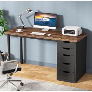 Okak Modern Home Office Reversible Computer Desk with Storage Drawers,Multifunctional Study Writing Desk with for Study,Office,Studio - 1 of 4