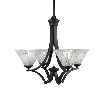Toltec Lighting Zilo 4 - Light Chandelier in  Dark Granite with 7" Italian Ice Shade