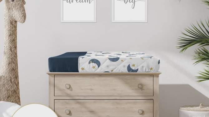 Sweet Jojo Designs Boy or Girl Gender Neutral Unisex Set of 2 Kids' Decorative Fabric Storage Bins Bear and Moon Blue Gold and Grey, 2 of 6, play video