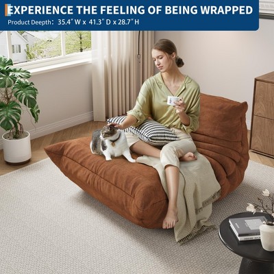 69 Inch Teddy Sofa,Loveseat Bean Bag Couch with Deep Seat,Upholstered Couches for Living Room,Bedroom