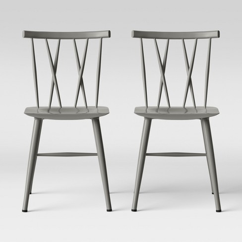 Set of 2 Becket Metal X Back Dining Chair Gray Threshold