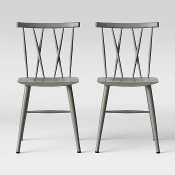 Set of 2 Becket Metal X Back Dining Chair Gray - Threshold™