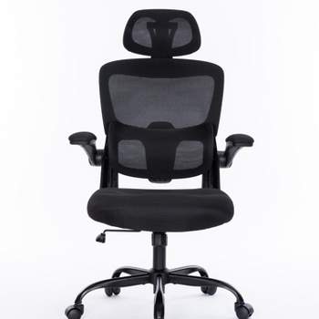 Ergonomic Mesh Office Chair with 3D Adjustable Lumbar Support, High Back Chair with Flip-up Arms, Swivel Rolling Chairs for Adults-The Pop Home