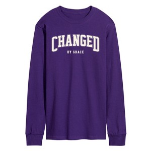 Men's - Instant Message - Changed By Grace Collegiate Long Sleeve Graphic T-Shirt - 1 of 3
