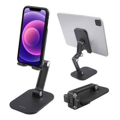 Insten Cell Phone & Tablet Stand for Desk - Adjustable Holder Compatible with iPhone, Samsung Android Phones & iPad, Black