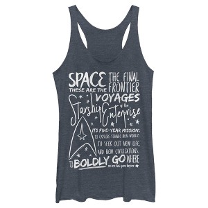 Women's Star Trek 5-Year Mission Text Racerback Tank Top - 1 of 4