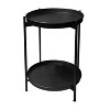 The Urban Port 15" Modern Side End Table Metal Round Tray Top Foldable Legs Black - 2 of 4