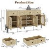 Jojoka Buffet Cabinet with Storage,62''Large Buffet Table with 3 Drawers and 4 Fluted Glass Doors - 3 of 4