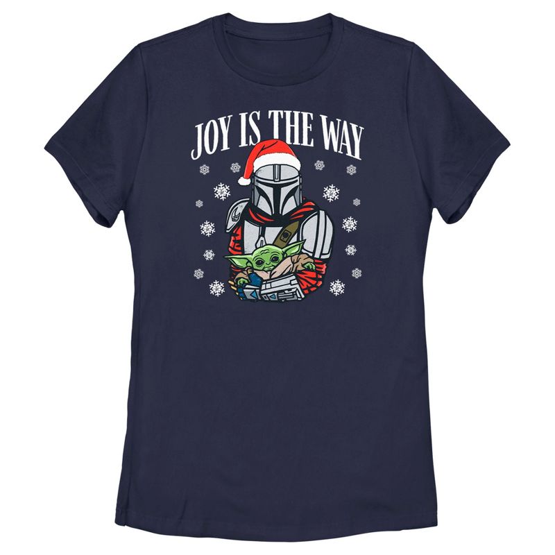 Women's Star Wars: The Mandalorian Christmas Grogu and Din Djarin Joy is the Way T-Shirt, 1 of 5