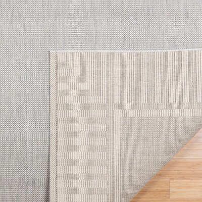 Gray Striped Flatweave Indoor Outdoor 6' x 9' Area Rug