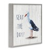 Stupell Industries Seas the Day Sentiment Rustic Nautical Seagull Bird Black Framed Giclee Art - 3 of 4