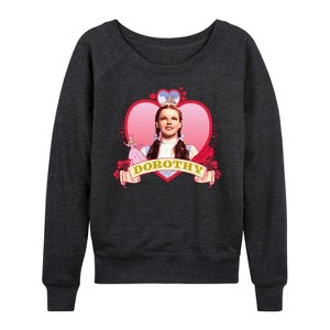 Women's - Wizard of Oz - Heart Dorothy Lightweight French Terry Wide Neck Long Sleeve Shirt - 1 of 4