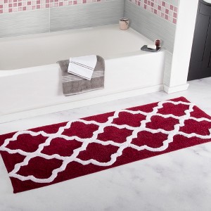 Hastings Home 100% Cotton Trellis Bathroom Mat - 24x60 inches - Burgundy - 1 of 4