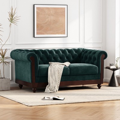 NicBex 61.8 Inch Loveseat,Modern Chesterfield Fabric Loveseat Sofa with Nailhead Accents,Upholstered 2-Seater Couch for Living Room