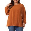 Agnes Orinda Women's Plus Size Dressy Swiss Dots Long Sleeve Round Neck Casual Blouses - 2 of 4