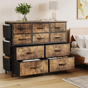 12 Drawer Dresser for Bedroom with 5 Side Pockets & 2 Hooks,Large Chest of Drawers with Metal Frame for Living Room,Closet, Hallway - 1 of 4