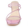 Allegra K Women's Rhinestone Strappy Square Toe Kitten Heel Slide Sandals - 2 of 4